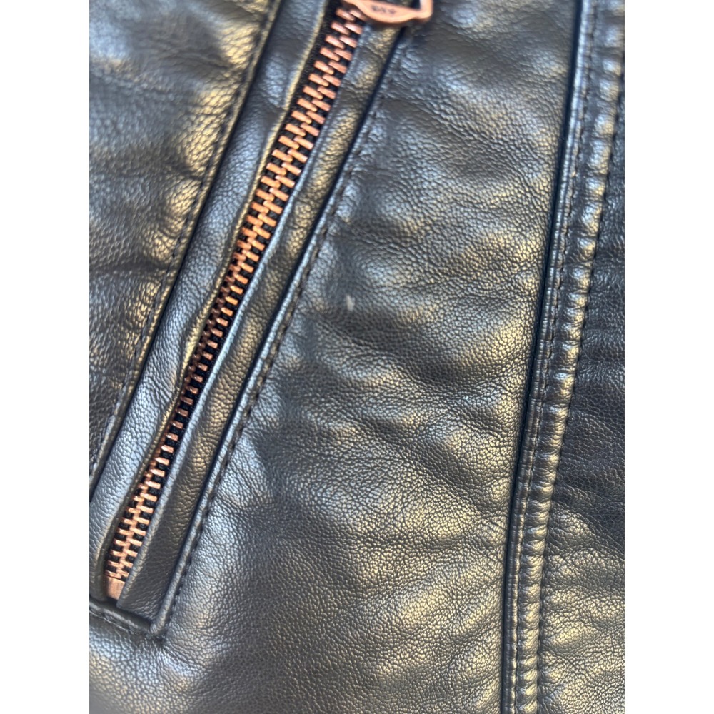 Marc New York Andrew Marc Black Faux Leather Moto Jacket Rose Gold Hardware M‎ - Picture 8 of 13